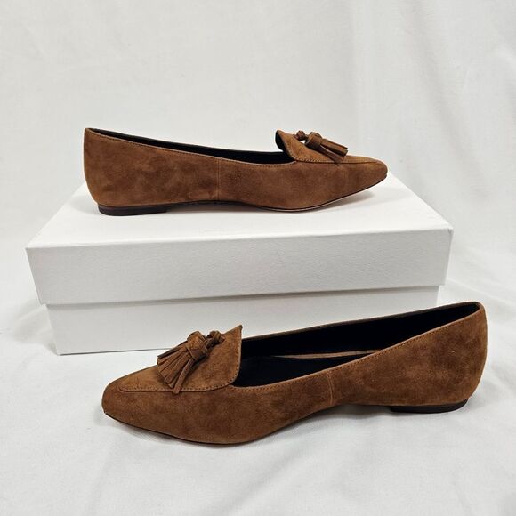 NIB Veronica Beard Cleo Tassel Snip Toe Loafers in Camel - Size 7 - Picture 1 of 10